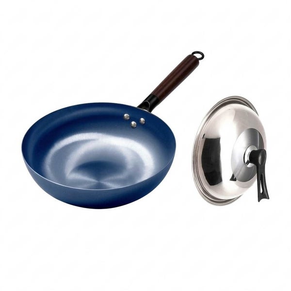 Carbon Steel Wok With with Lid Pre-Seasoned 30cm Carousel 1