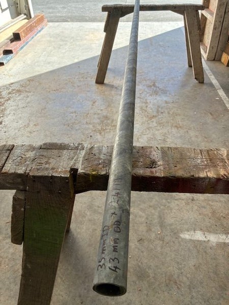PIPE, GALVANISED approximately 35mm ID 43mm OD 2.47M long. Carousel 2