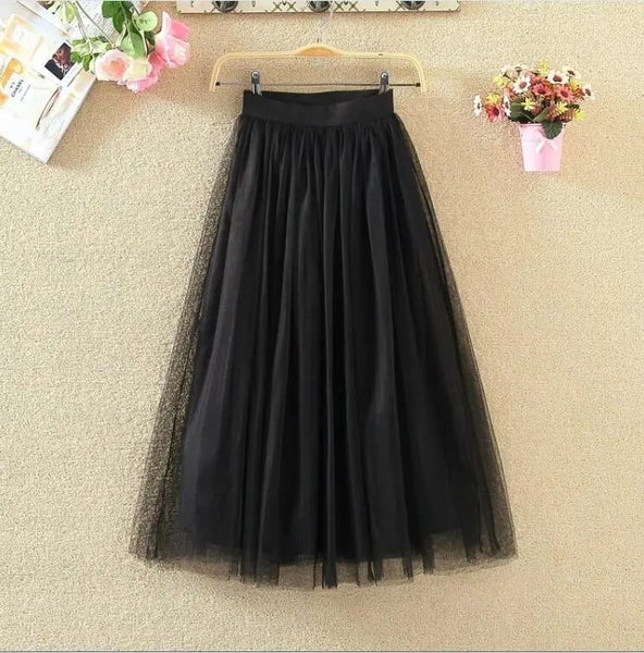 Maxi Long Tulle Skirt Women Autumn Winter Elastic High Waist Ball Gown Sk Carousel 1