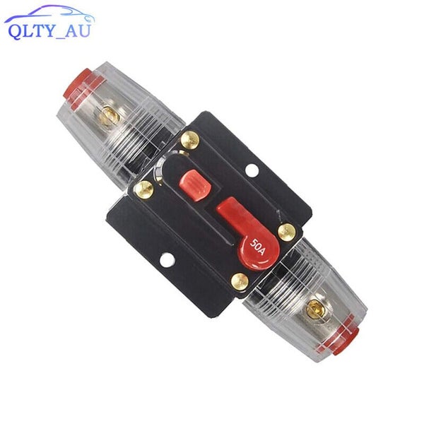 1Pc 50A In-Line DC Circuit Breaker Solar/Audio/Car/RV 50A/50AMP Fuse 12V/24V Carousel 1