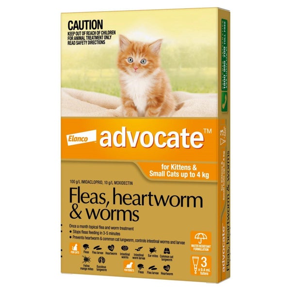 Advocate Flea & Wormer Spot on for Cats Under 4kg, 3's Carousel 1