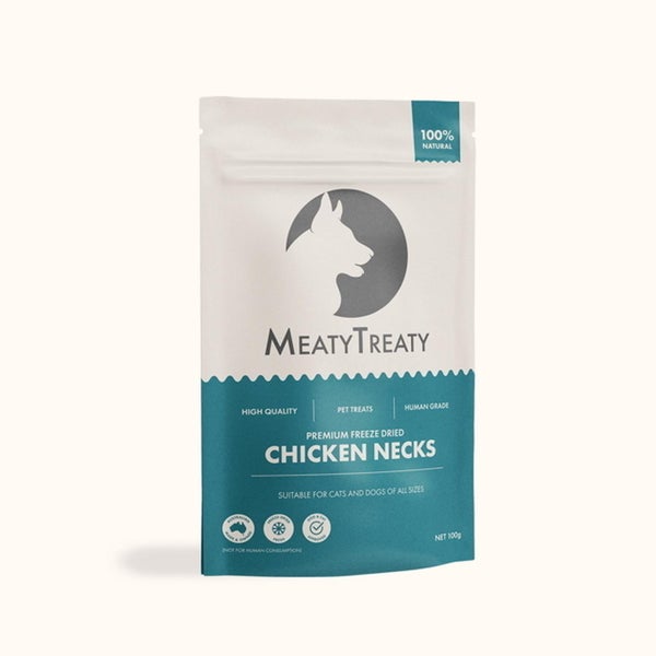 Meaty Treaty Freeze Dried Australian Chicken Necks Cat & Dog Treats - 100g Carousel 1