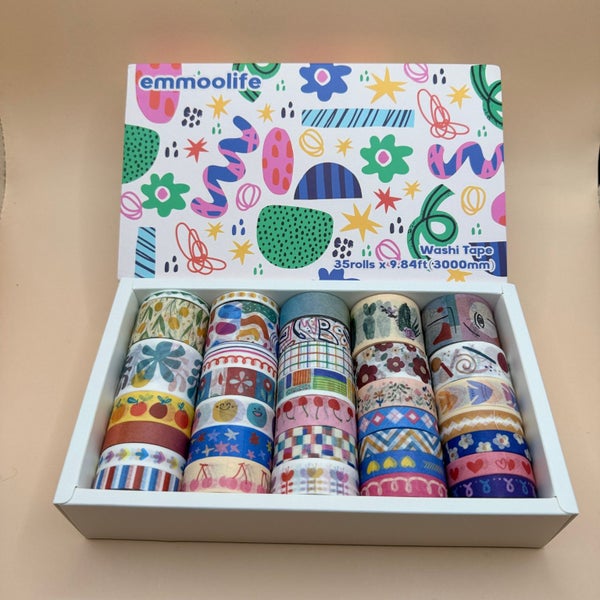 Emmoolife Washi Tape Set - 35 Rolls x 9.84ft Carousel 1