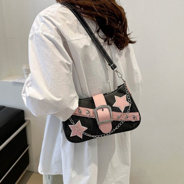 Tote Bag for Women, Ladies Trendy Handbag Denim Chain Tote Shoulder Armpit Carousel 1