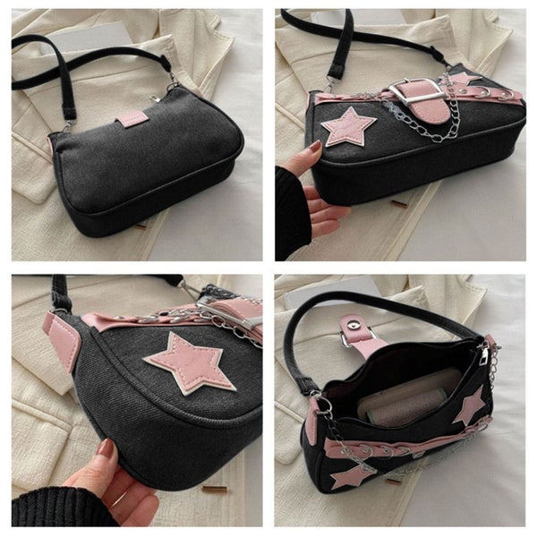 Tote Bag for Women, Ladies Trendy Handbag Denim Chain Tote Shoulder Armpit Carousel 9