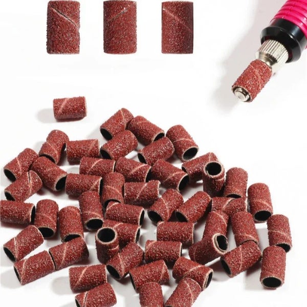 50pcs Nail Art Sanding Bands 80# 120# 180# Grinding Sand Ring Bit for Ele Carousel 1