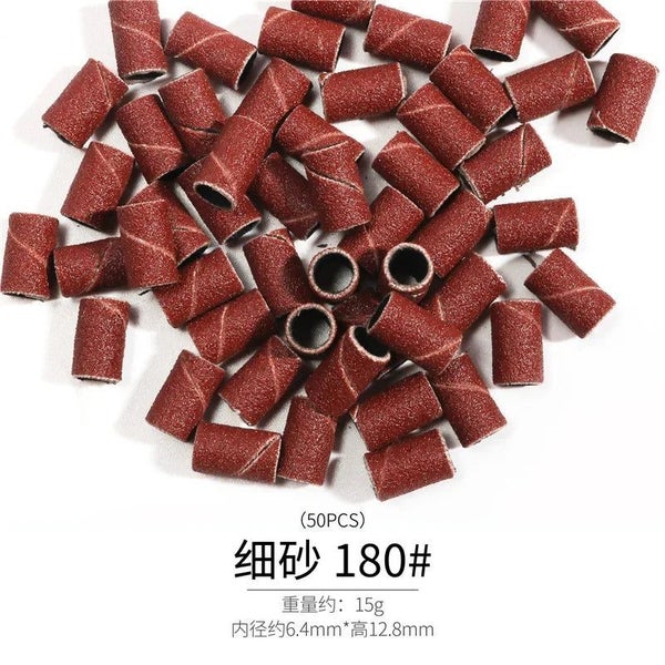 50pcs Nail Art Sanding Bands 80# 120# 180# Grinding Sand Ring Bit for Ele Carousel 5