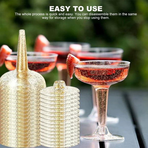 30 Pcs Plastic Champagne Glasses, 120ML Plastic Cocktail Glasses, Eco-Friendl... Carousel 7