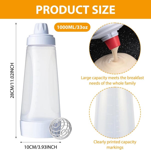 2PCS Handheld Muffin Batter Mixing Bottle with Scale, Pancake Batter Dispense... Carousel 2