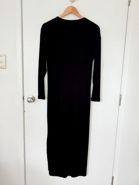 Max long sleeve black ribbed maxi dress szXS Carousel 2