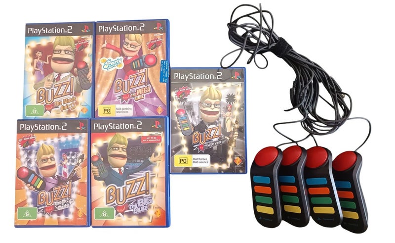 Buzz Controllers And Games Bundle PS2 Carousel 1