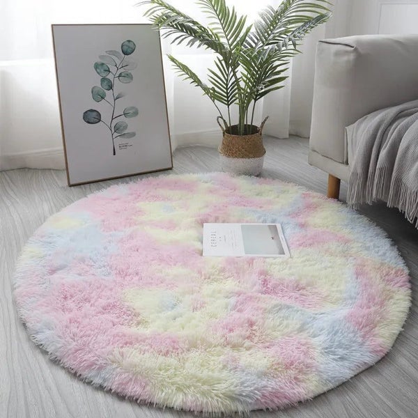 Super Soft Plush Round Rug Mat Fluffy White Carpets For Living Room Home Carousel 1