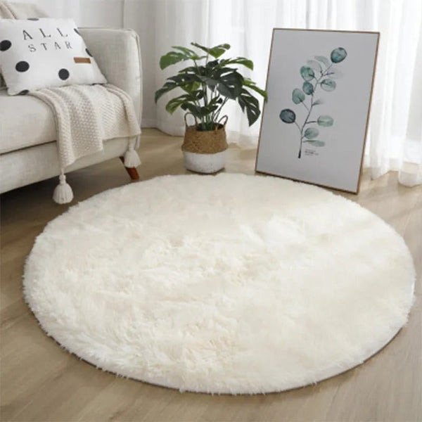 Super Soft Plush Round Rug Mat Fluffy White Carpets For Living Room Home Carousel 2