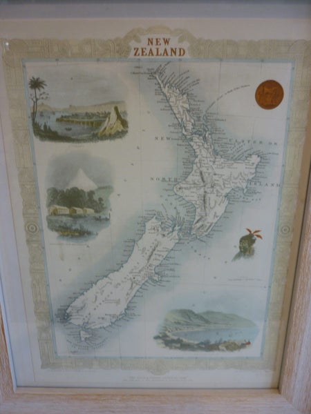 TALLIS NEW ZEALAND 1852 MAP. 1967 AVON PRINT, FRAMED. Carousel 2