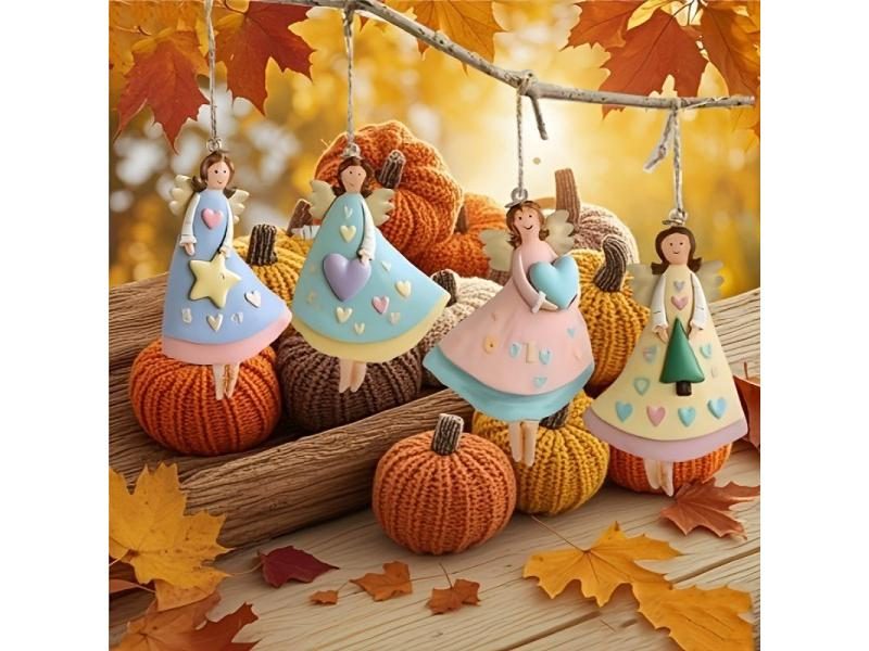 Vintage Wooden Angel Hanging Xmas Tree Ornament Carousel 2