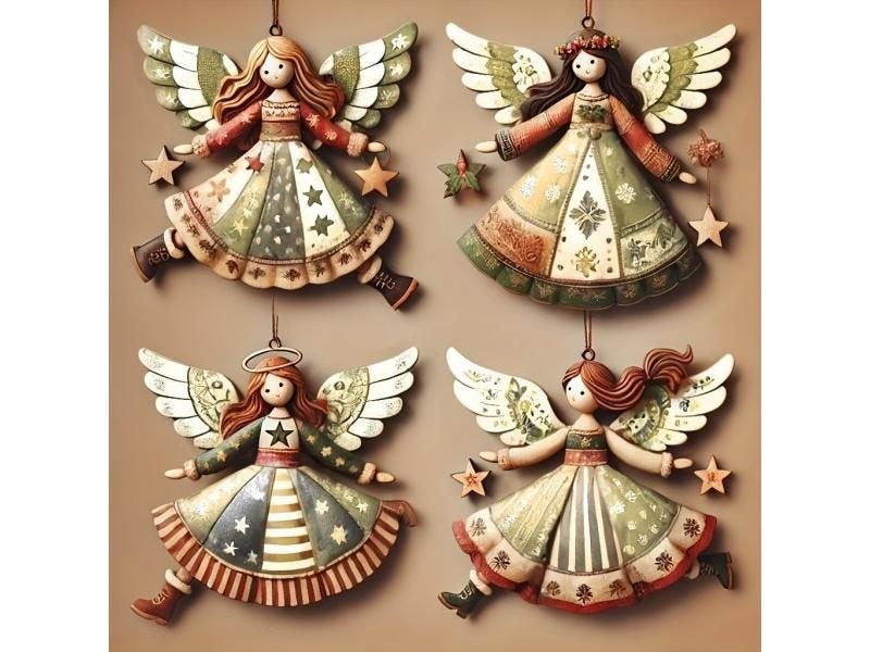 Vintage Wooden Angel Hanging Xmas Tree Ornament Carousel 1