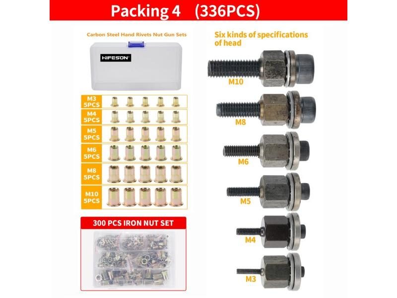 Carbon Steel Manual Rivnut Tool For M3 - M10 Nuts With 300PCS Carousel 1