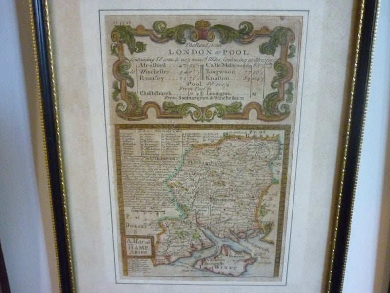 C18TH CENTURY ENGLISH MAP X2. HAMPSHIRE & ISLE OF WIGHT. Carousel 2