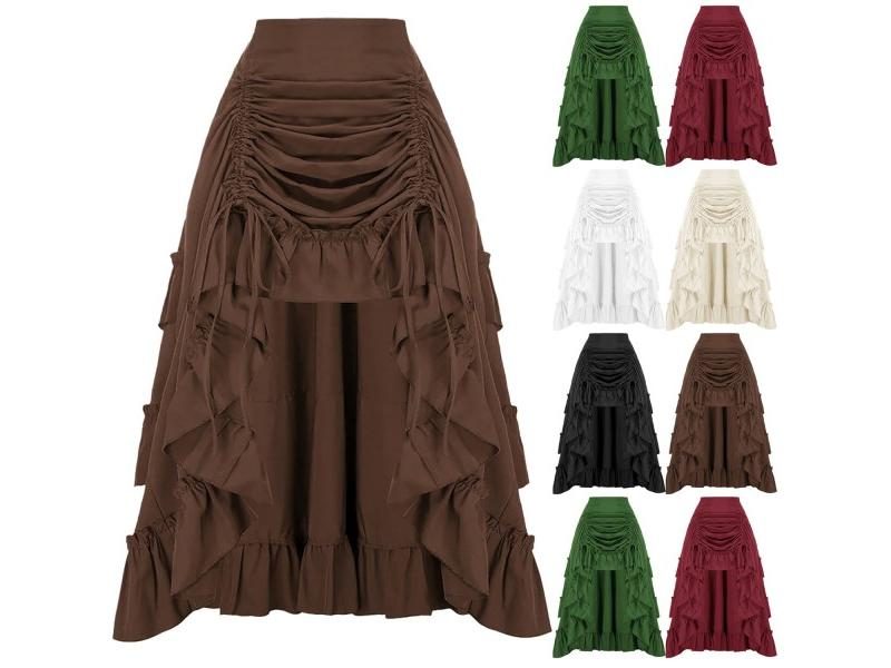 Women Vintage Renaissance Elastic-Waist Maxi Skirt Costume Carousel 2