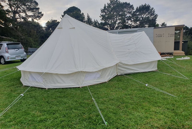 4m Bell Tent with extra zip-on Porch - Oxford 900D Heavy Duty Canvas Carousel 2