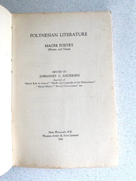 Book: 1946 Polynesian Literature Maori Poetry J.C. Andersen Book Carousel 2