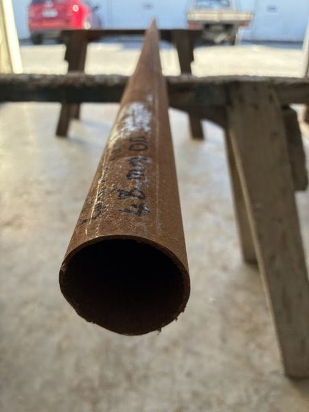 PIPE BLACK STEEL approximately 44mm ID 48mm OD 2.76 long, 4 lengths. Carousel 3