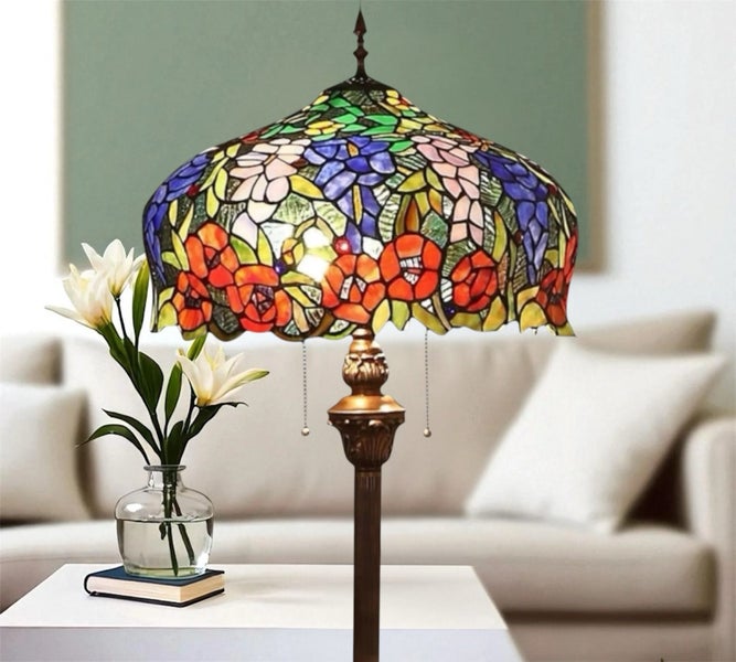 Tiffany Floor Lamp with X-Large 46cm (18") Lamp Shade Carousel 1