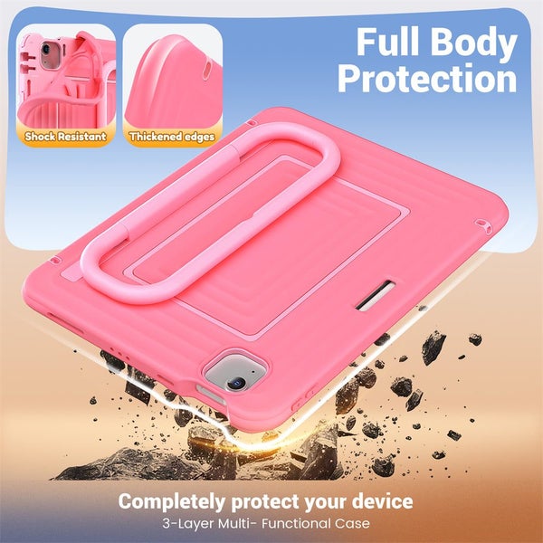 iPad Air 5 10.9-inch 2022 Shockproof Handle Stand Case-Pink Carousel 8