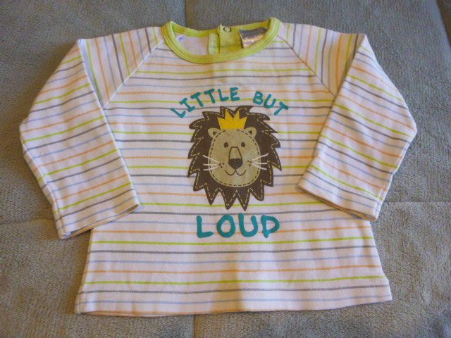 RICOCHET BABY = WHITE /GREEN " LITTLE BUT LOUD" LONG SLEEVE TOP ( 3 - 6 MTHS) Carousel 1