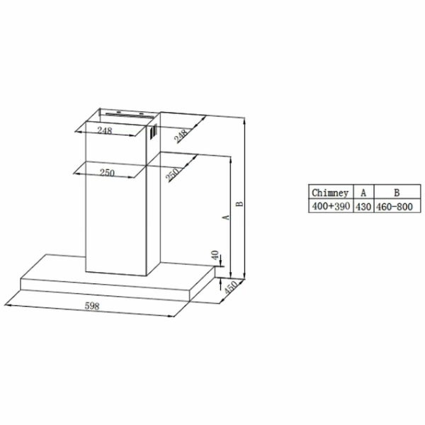 60cm T-Shape Cooker Rangehood 65W - 3 Speed - Black - MIDEA Carousel 2