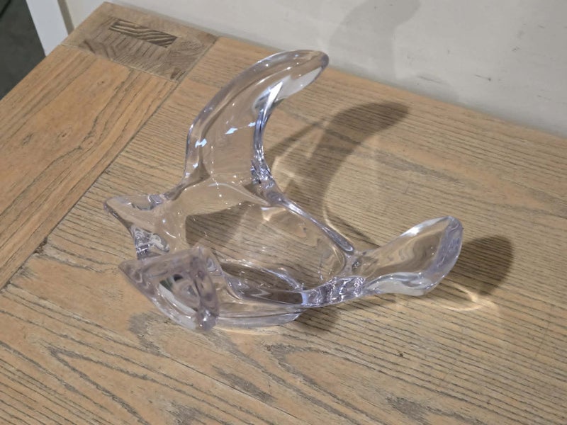 Vintage Princess House Crystal Art Glass Flying Dove Figurine / Dish Carousel 2