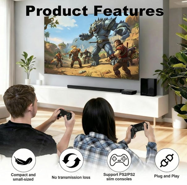 PS2 to HDMI Converter 1080p HD TV Stick Adapter with 3.5mm Audio Carousel 5