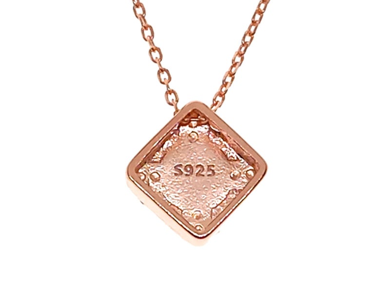 925 Sterling Silver Square Pendant Necklace | Agate Shell | Boxed Carousel 2