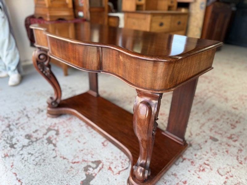 Victorian Solid Mahogany Scroll Legs Console or Hall Table Carousel 2