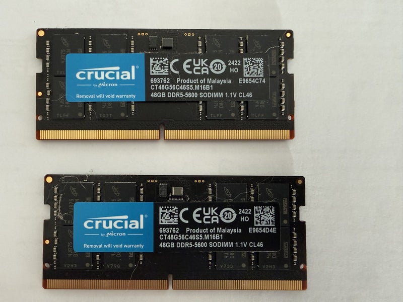 Crucial 96GB Kit (2x48GB) DDR5 5600MHz SODIMM Laptop RAM - CL46 1.1V Carousel 2
