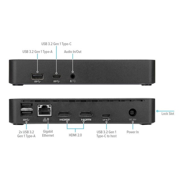 Targus DOCK310 USB-C & USB 3.0 Dual 4K DisplayLink Docking Station with 65W Carousel 2
