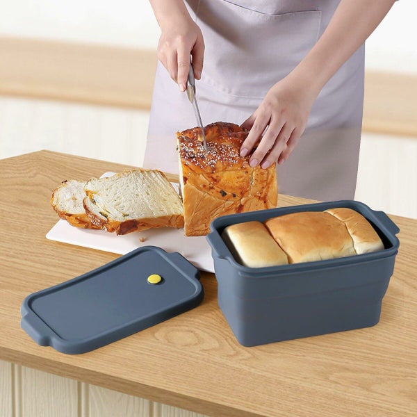 Collapsible Silicone Bread Loaf Pan with Lid Nonstick Baking Mold for Oven Carousel 12