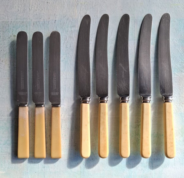 Bone handle knives - 5 x Grosvenor and 3 x Wade Butcher - Firth Brearley
