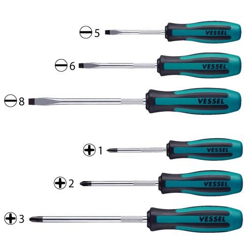 VESSEL 9006PB 6pce Megadora JIS Jawsfit Screwdriver Set [9006PB] Carousel 1