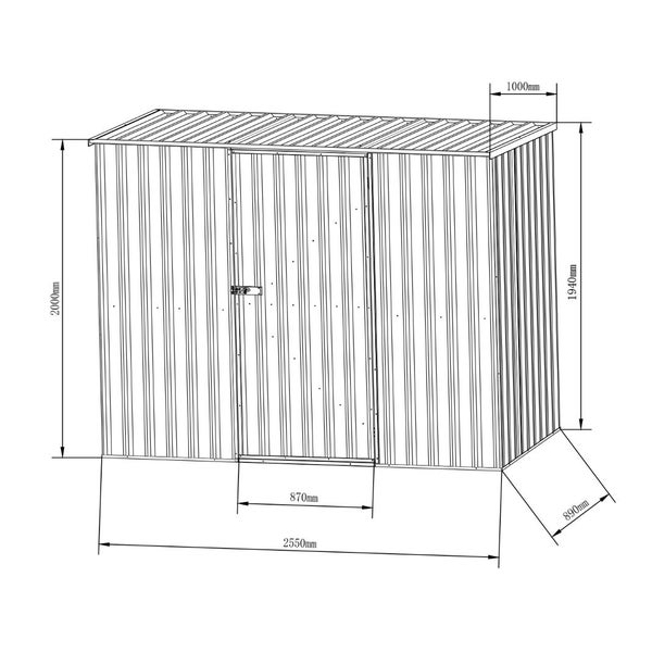 2.55m x 0.89m Garden Sheds Grey Carousel 11