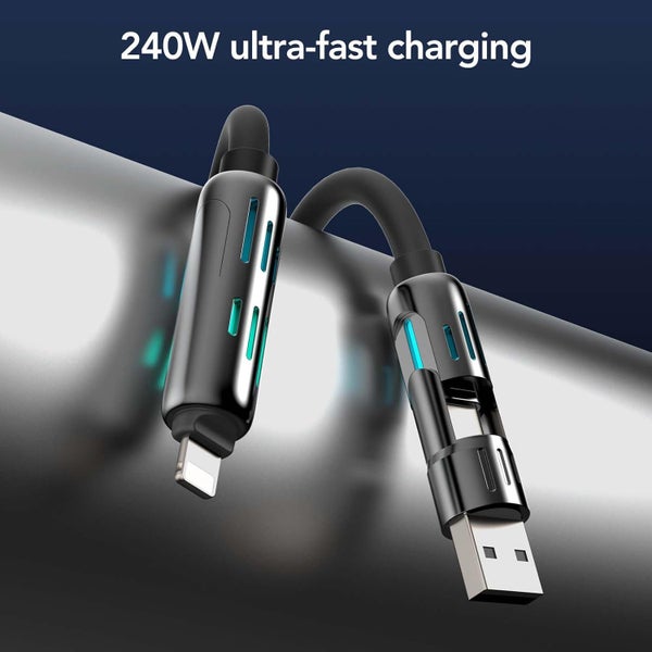 4-in-1 Multi USB charging cable-240W Fast Charging & Data iPhone Samsung Laptops Carousel 1