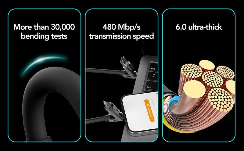 4-in-1 Multi USB charging cable-240W Fast Charging & Data iPhone Samsung Laptops Carousel 5