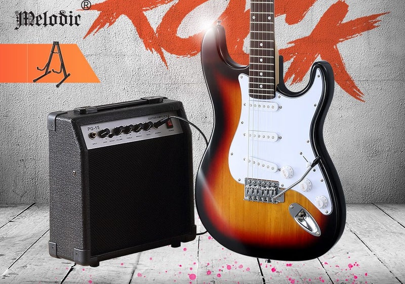 39 Inch Full Size Electric Guitar w/ 25W Rock Amplifier Carousel 1