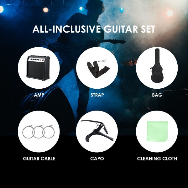 39 Inch Full Size Electric Guitar w/ 25W Rock Amplifier Carousel 17