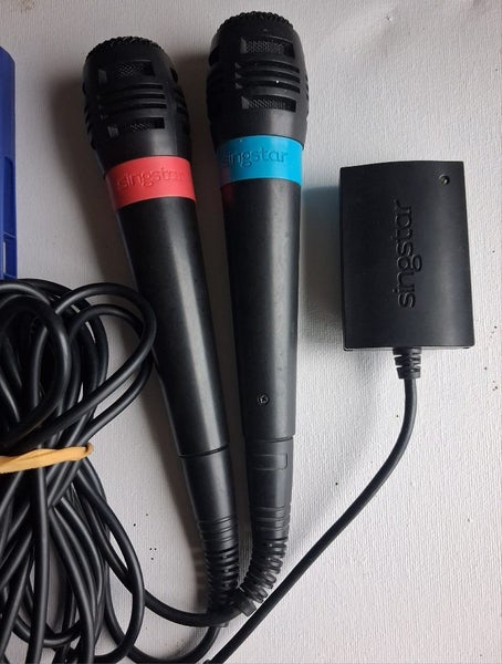 Official Sony SingStar Microphones (Red & Blue) + USB Adapter | PS2, Abba Carousel 2