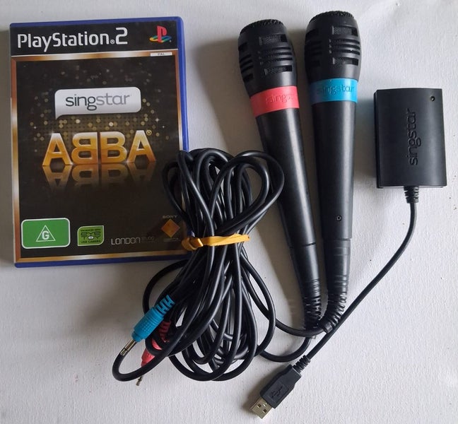 Official Sony SingStar Microphones (Red & Blue) + USB Adapter | PS2, Abba Carousel 5