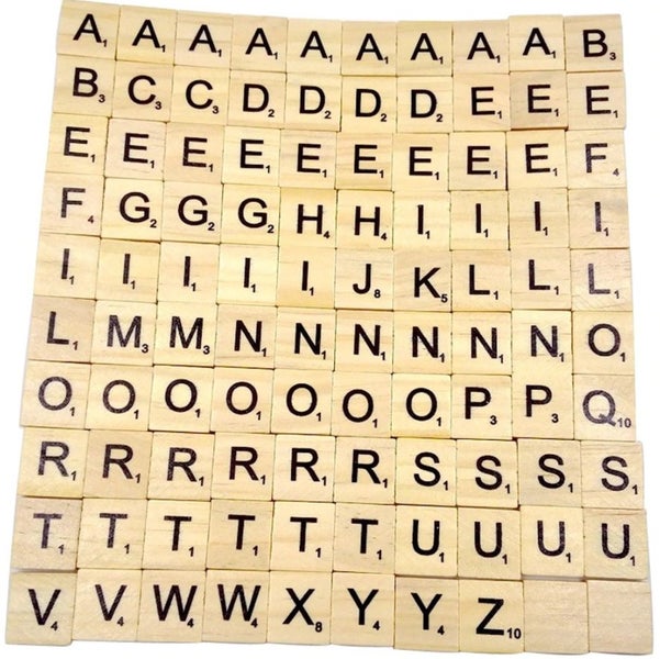 100Pcs Scrabble Letters - Wooden Tiles Art Game Alphabet Learning Words Craft Carousel 2