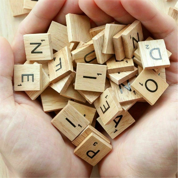 100Pcs Scrabble Letters - Wooden Tiles Art Game Alphabet Learning Words Craft Carousel 4