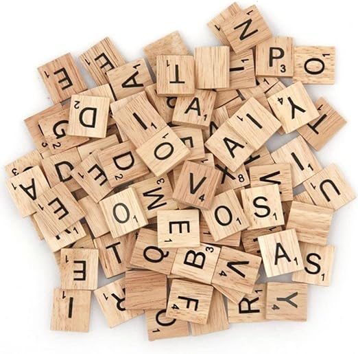 100Pcs Wooden Alphabet Letters Scrabble Tiles Set / DIY Letter Crafts for Carousel 1