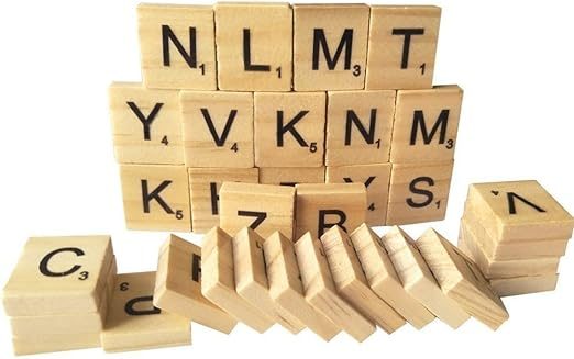 100Pcs Wooden Alphabet Letters Scrabble Tiles Set / DIY Letter Crafts for Carousel 2